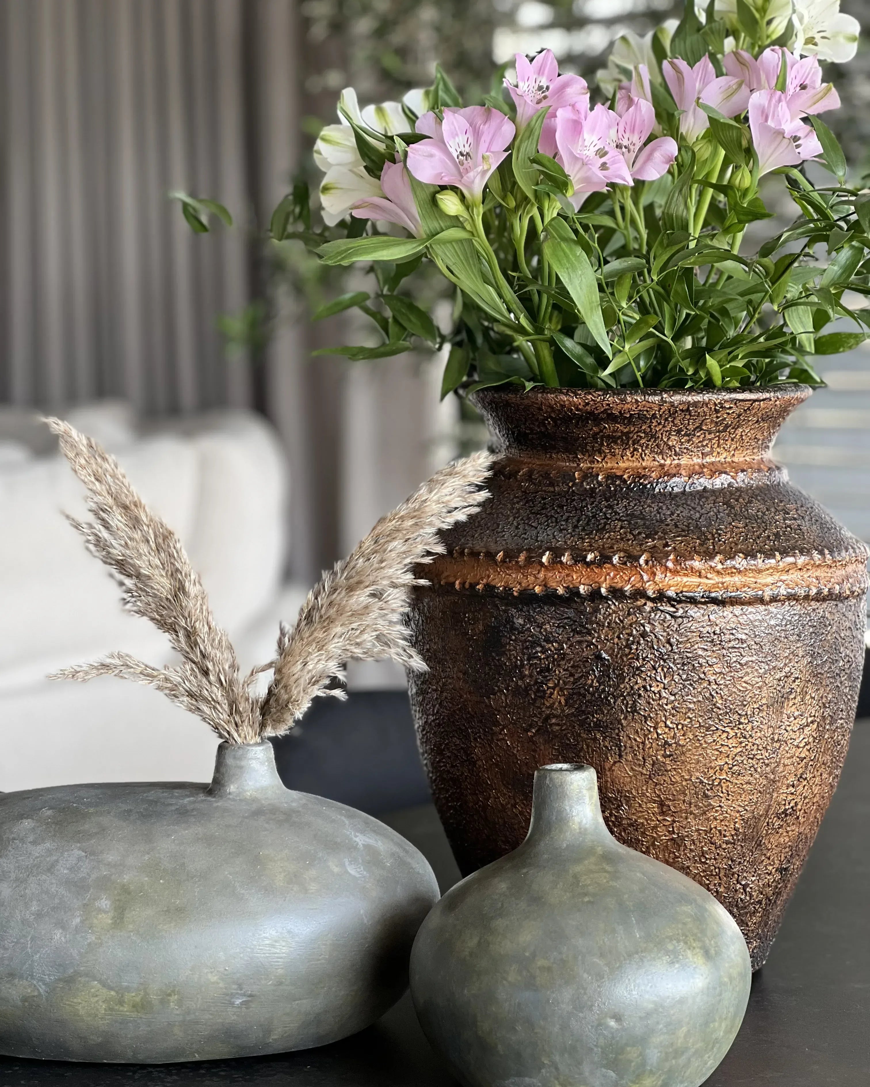 Vaso decorativo PUCHONG Ceramica 40 cm Rame