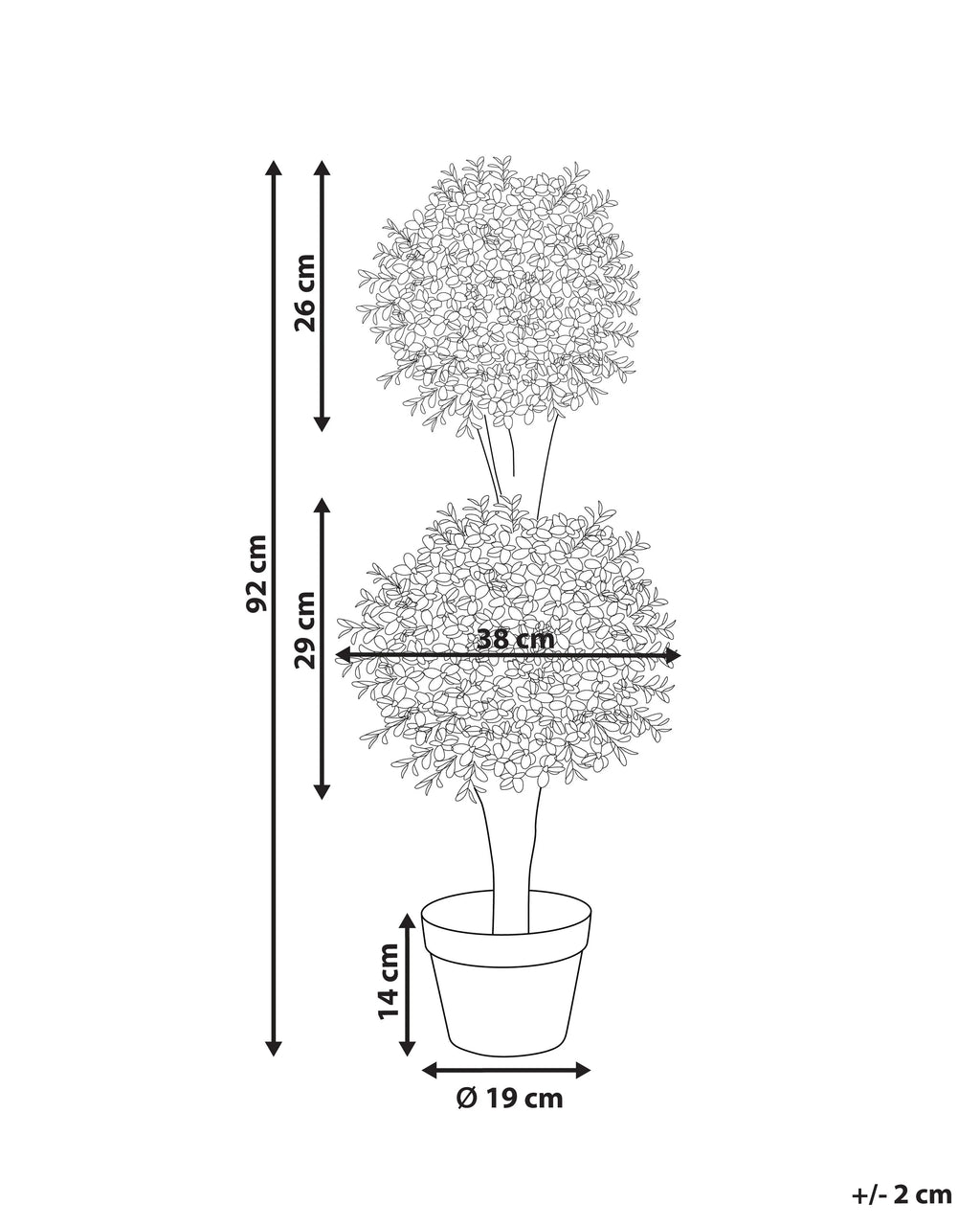 Pianta artificiale BUXUS BALL TREE 92 cm Verde