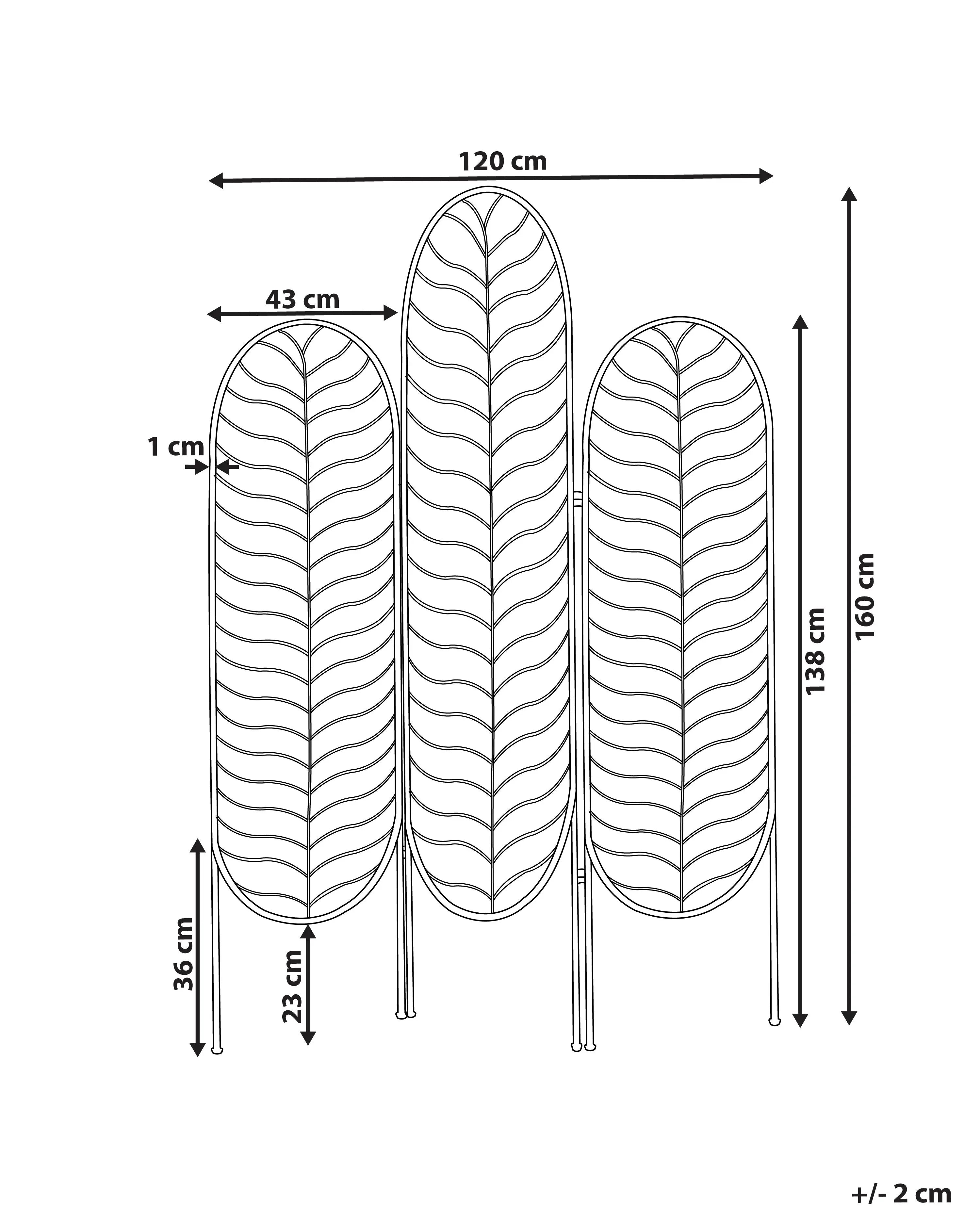 Divisorio per ambienti a 3 pannelli PESCIA Oro 120 cm 160 cm