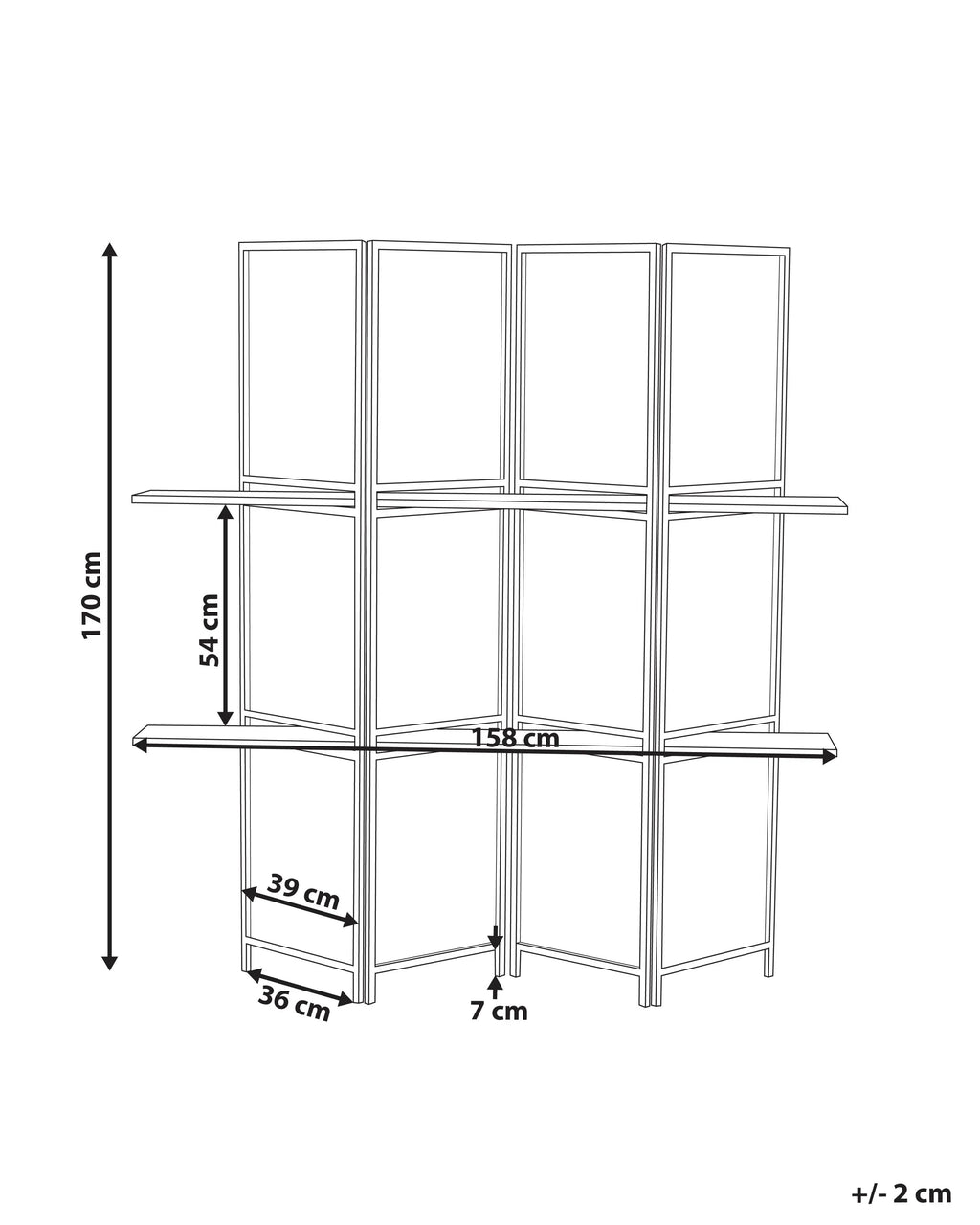 Divisorio per ambienti a 4 pannelli TRAFOI Marrone 158 cm 170 cm