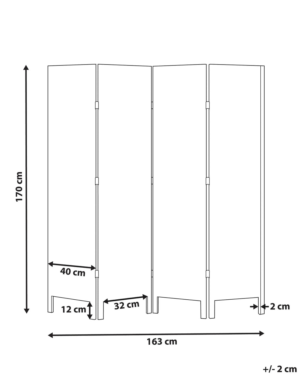 Divisorio per ambienti a 4 pannelli AVENES Bianco sporco 163 cm 170 cm