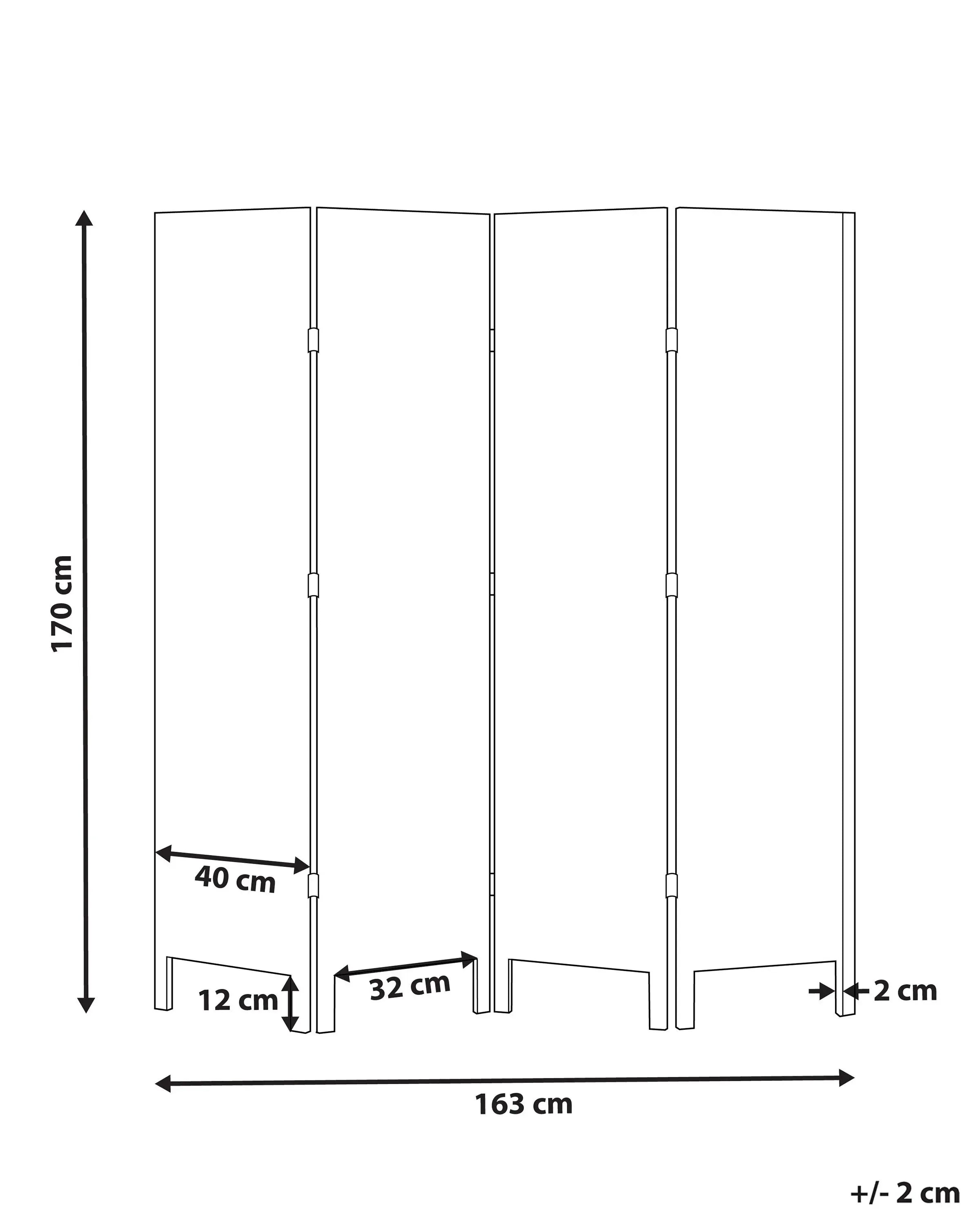 Divisorio per ambienti a 4 pannelli AVENES Bianco sporco 163 cm 170 cm