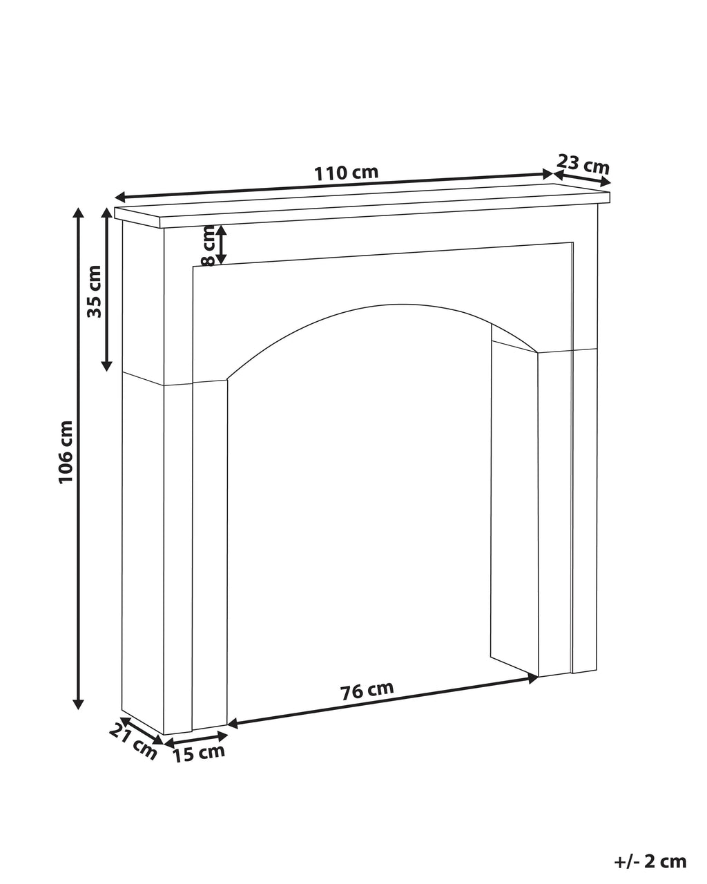 Cornice Caminetto BUSSELTON Nero