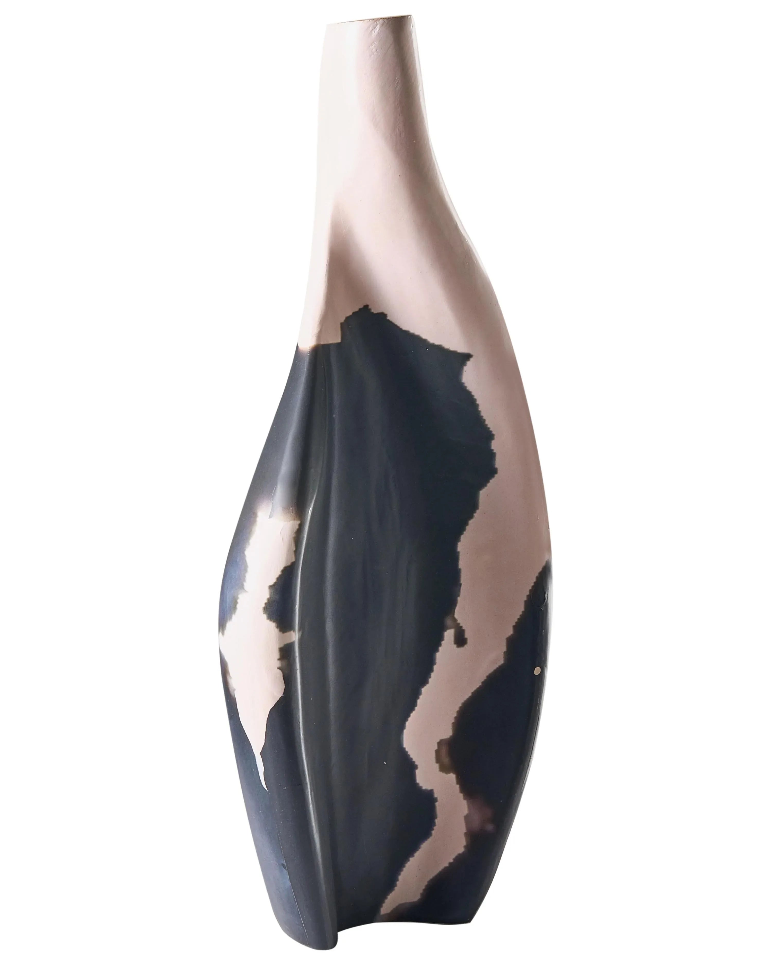 Vaso decorativo LAGOS Legno di mango 40 cm Nero/Beige
