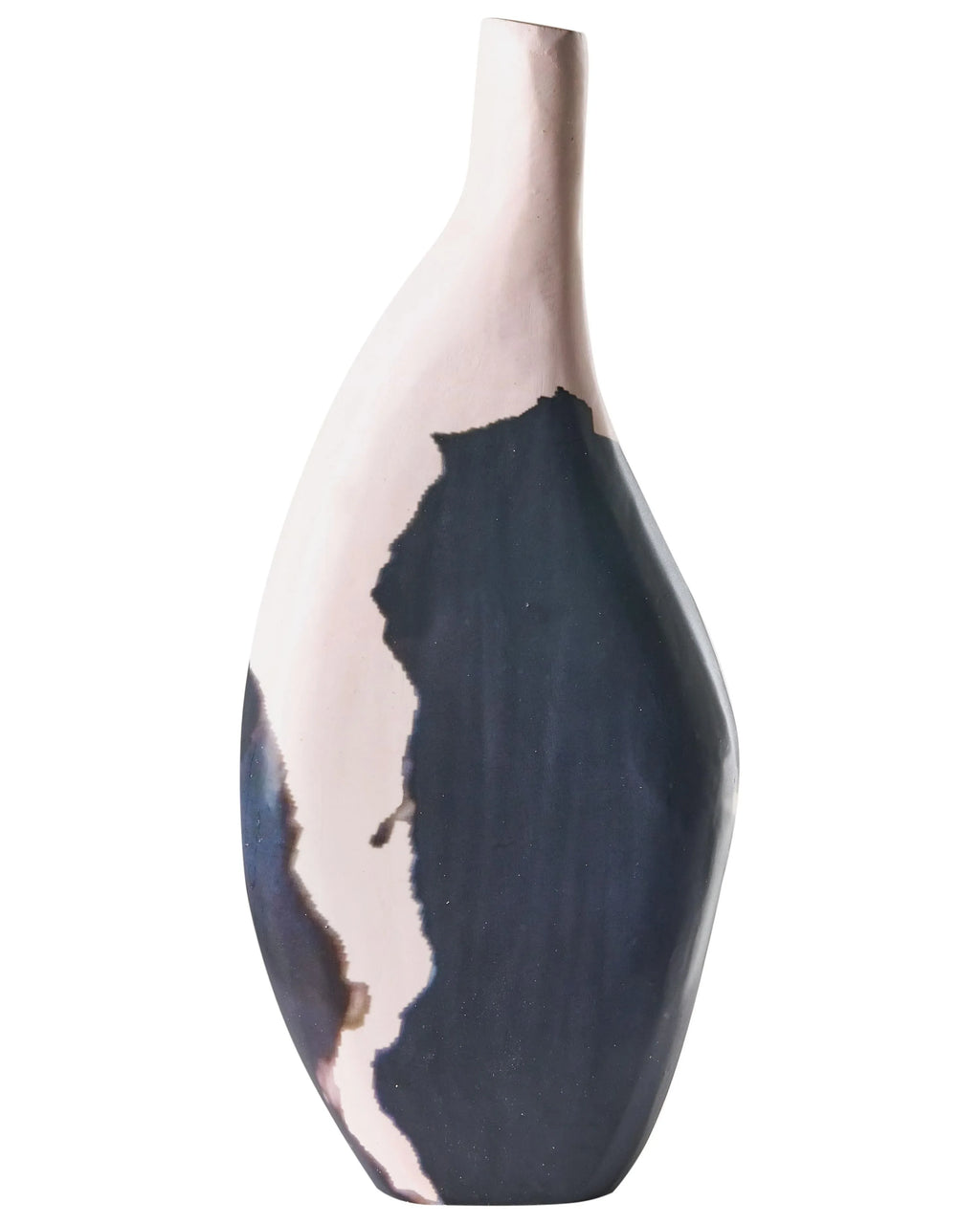 Vaso decorativo LAGOS Legno di mango 40 cm Nero/Beige