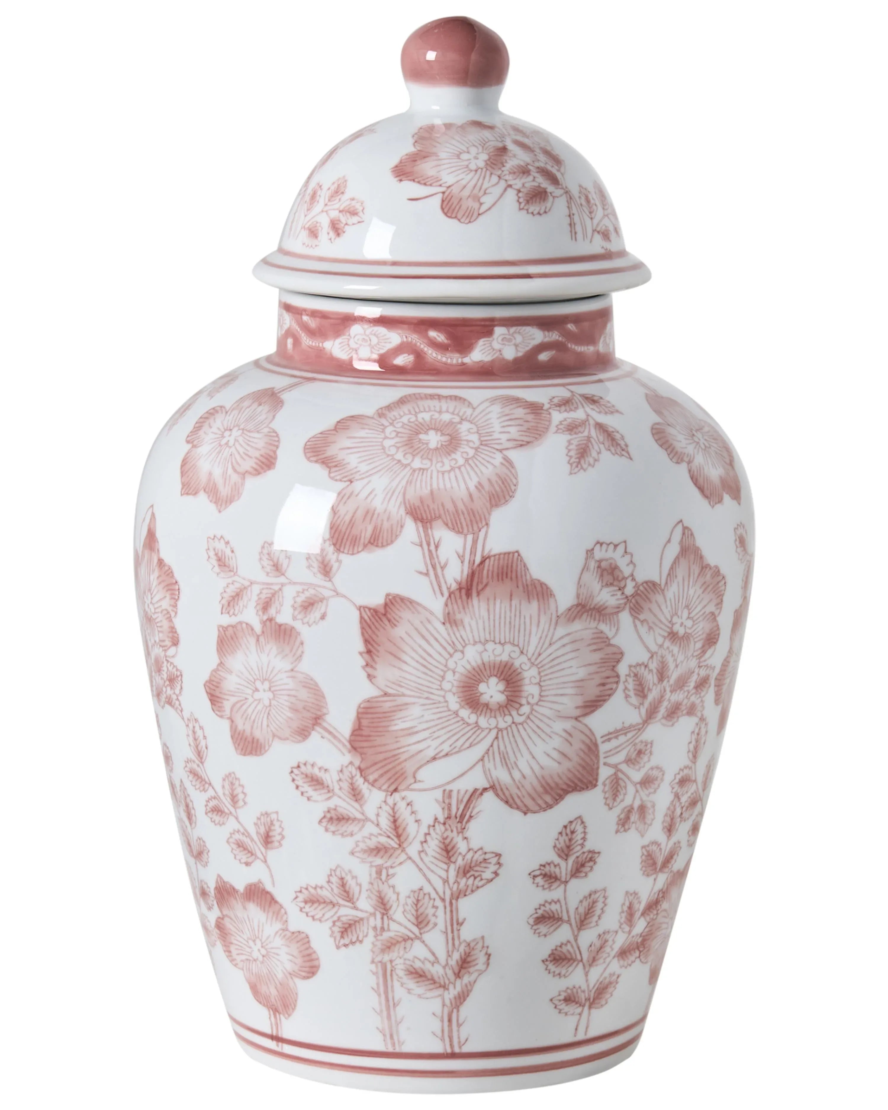 Vaso con coperchio MOGUER Porcellana 36 cm Rosso/Bianco