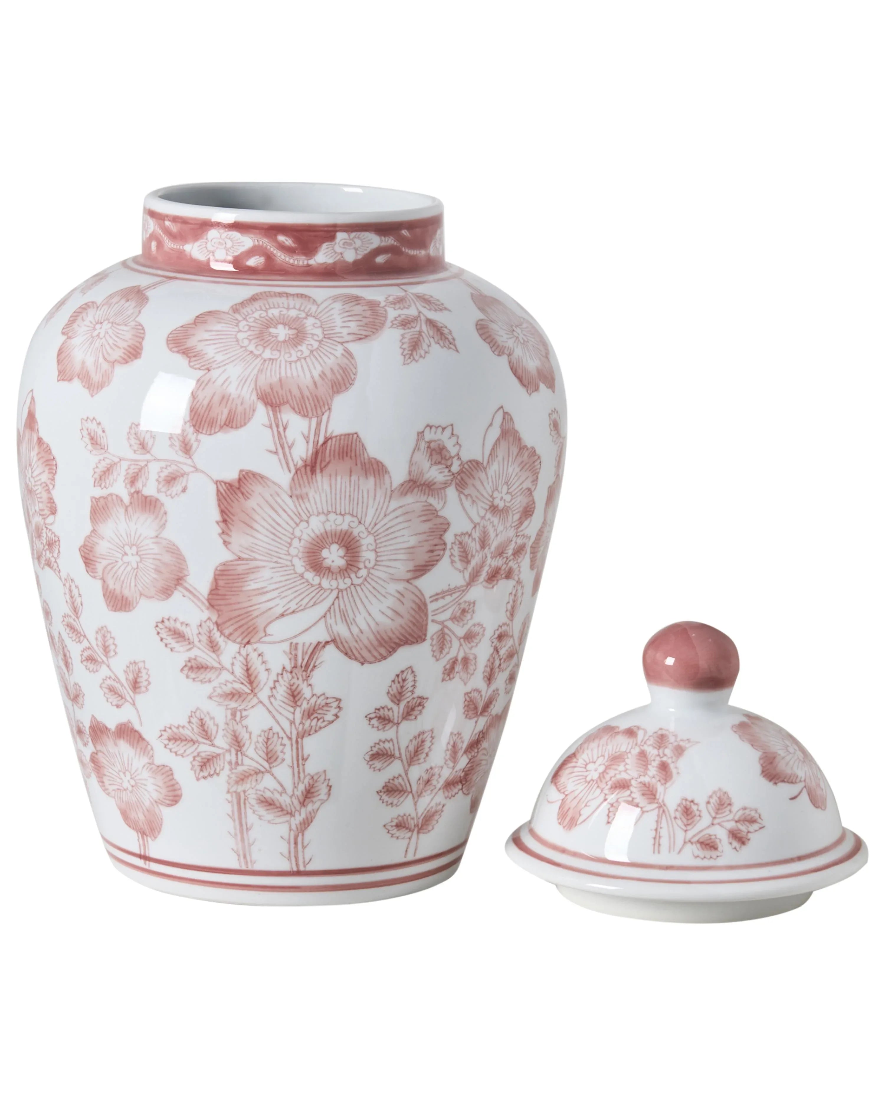 Vaso con coperchio MOGUER Porcellana 36 cm Rosso/Bianco