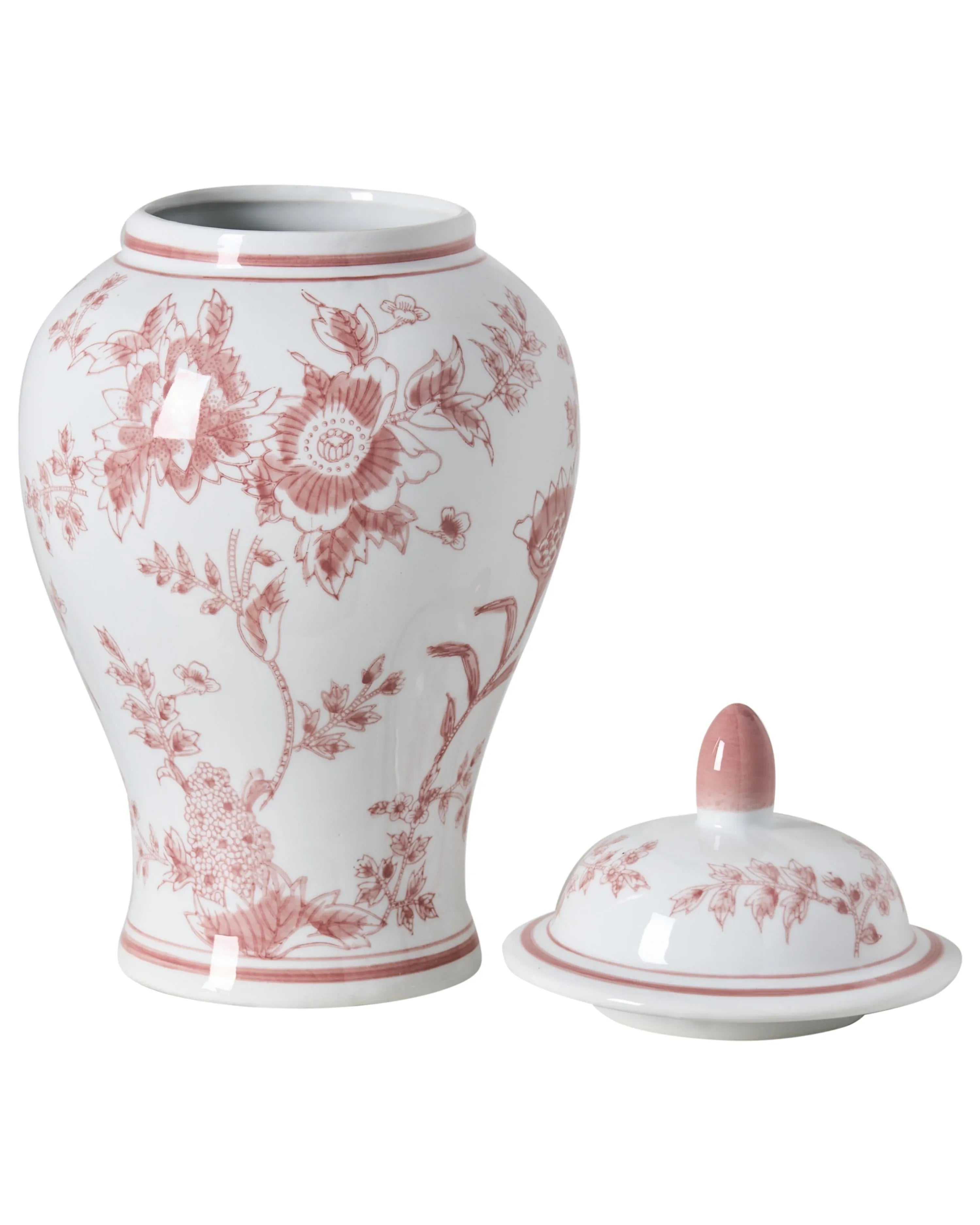 Vaso con coperchio SEWILLA Porcellana 38 cm Rosso/Bianco