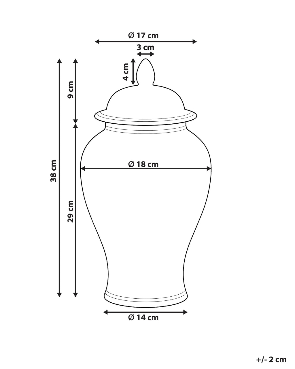 Vaso con coperchio SEWILLA Porcellana 38 cm Rosso/Bianco