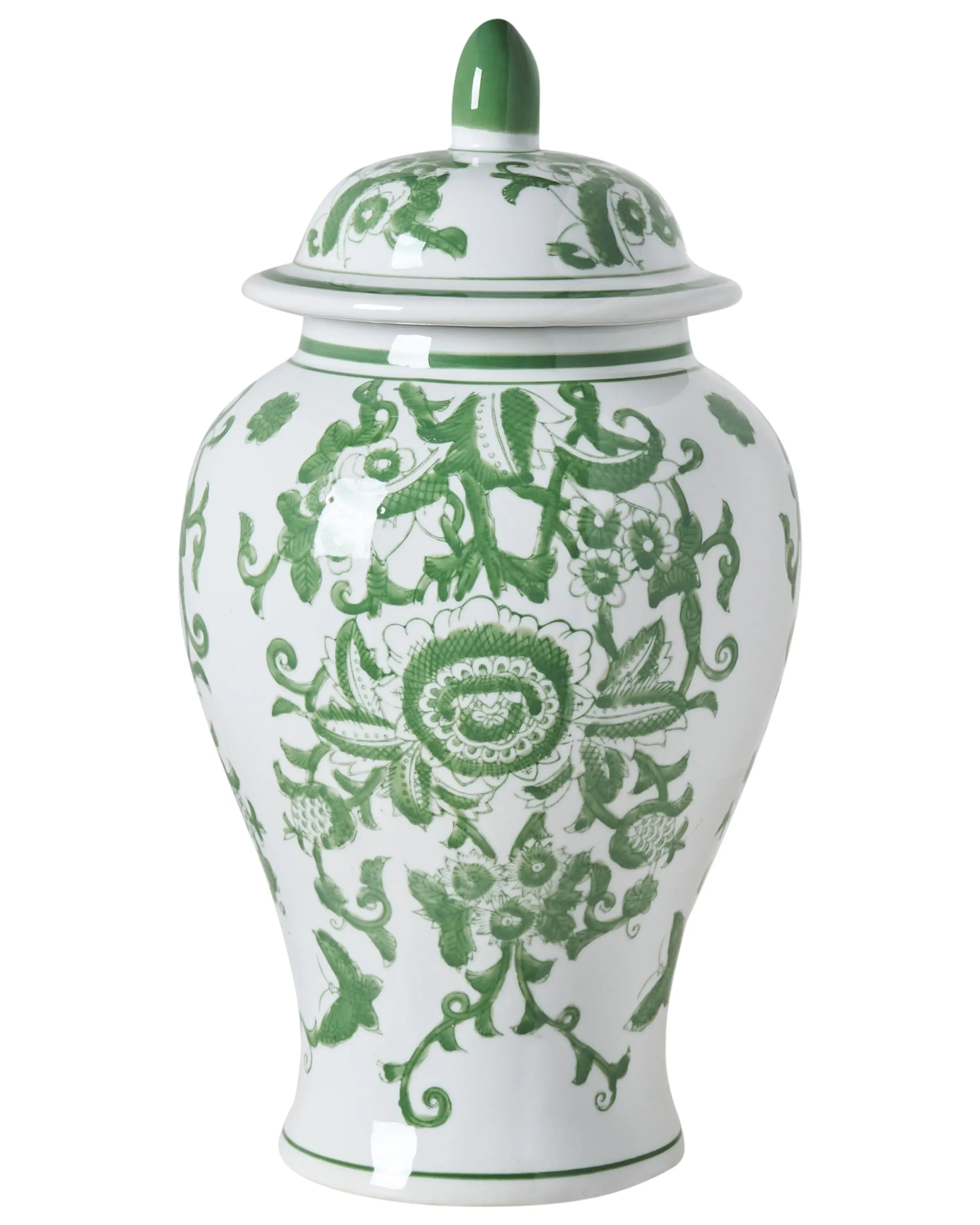 Vaso con coperchio MONDRAGON Porcellana 37 cm Bianco/Verde