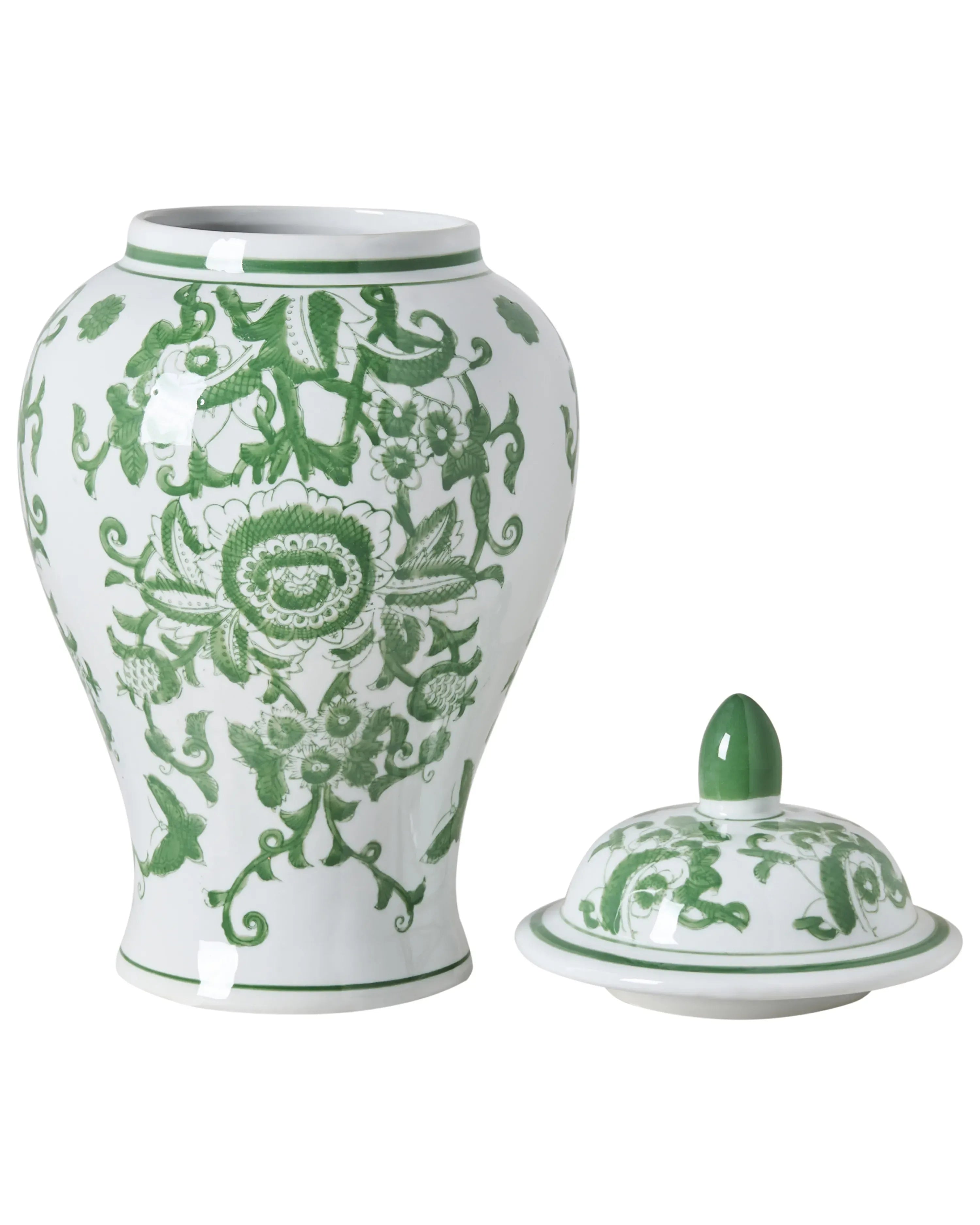 Vaso con coperchio MONDRAGON Porcellana 37 cm Bianco/Verde