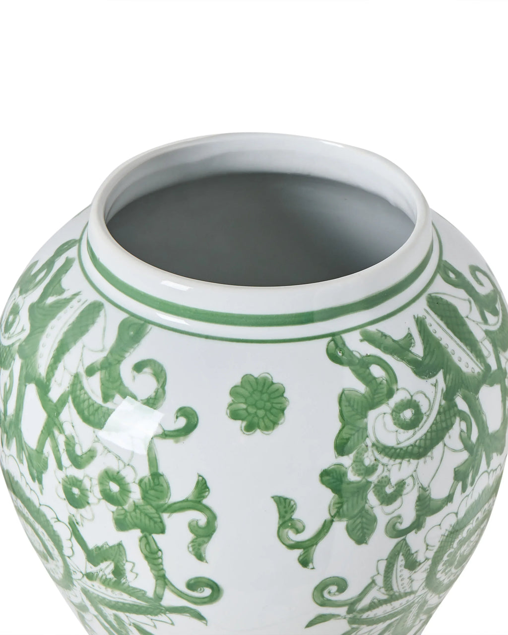 Vaso con coperchio MONDRAGON Porcellana 37 cm Bianco/Verde