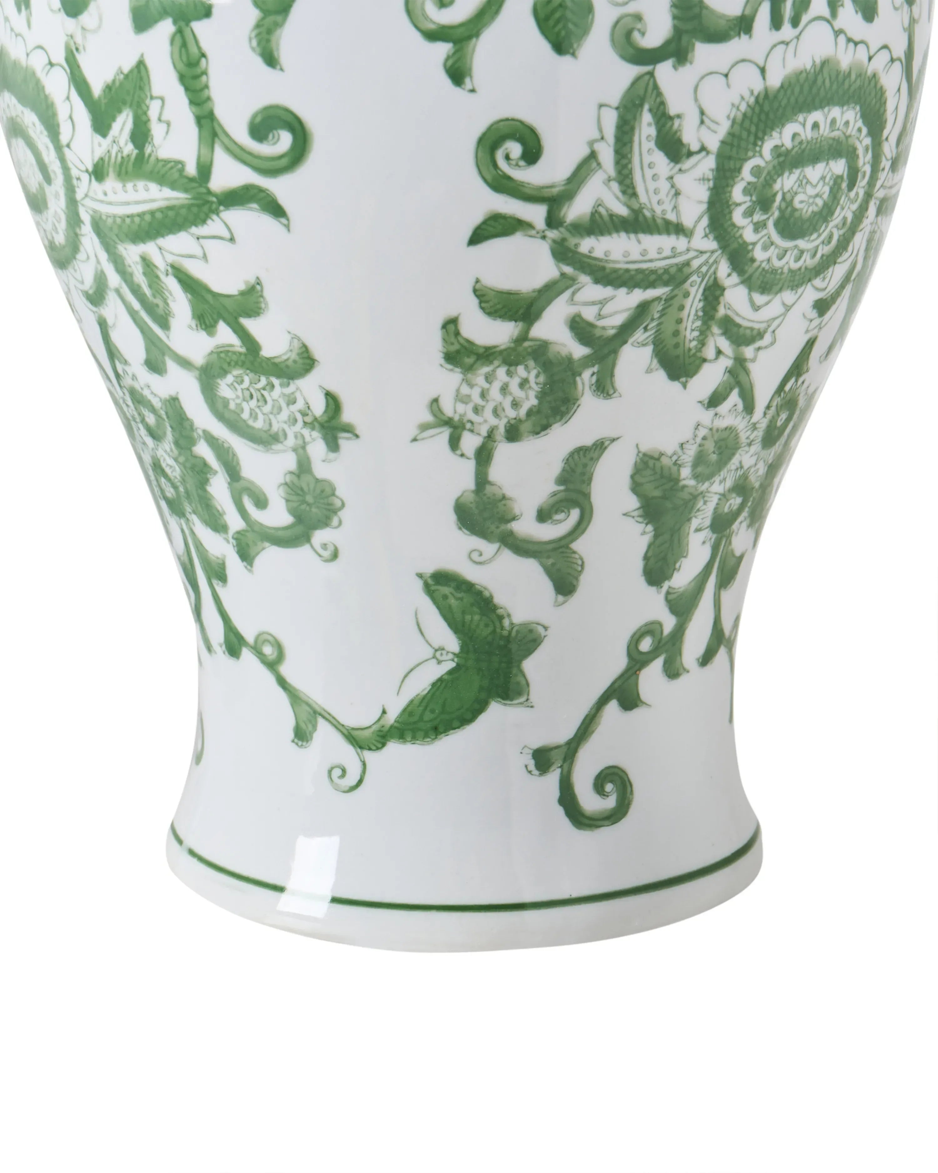 Vaso con coperchio MONDRAGON Porcellana 37 cm Bianco/Verde