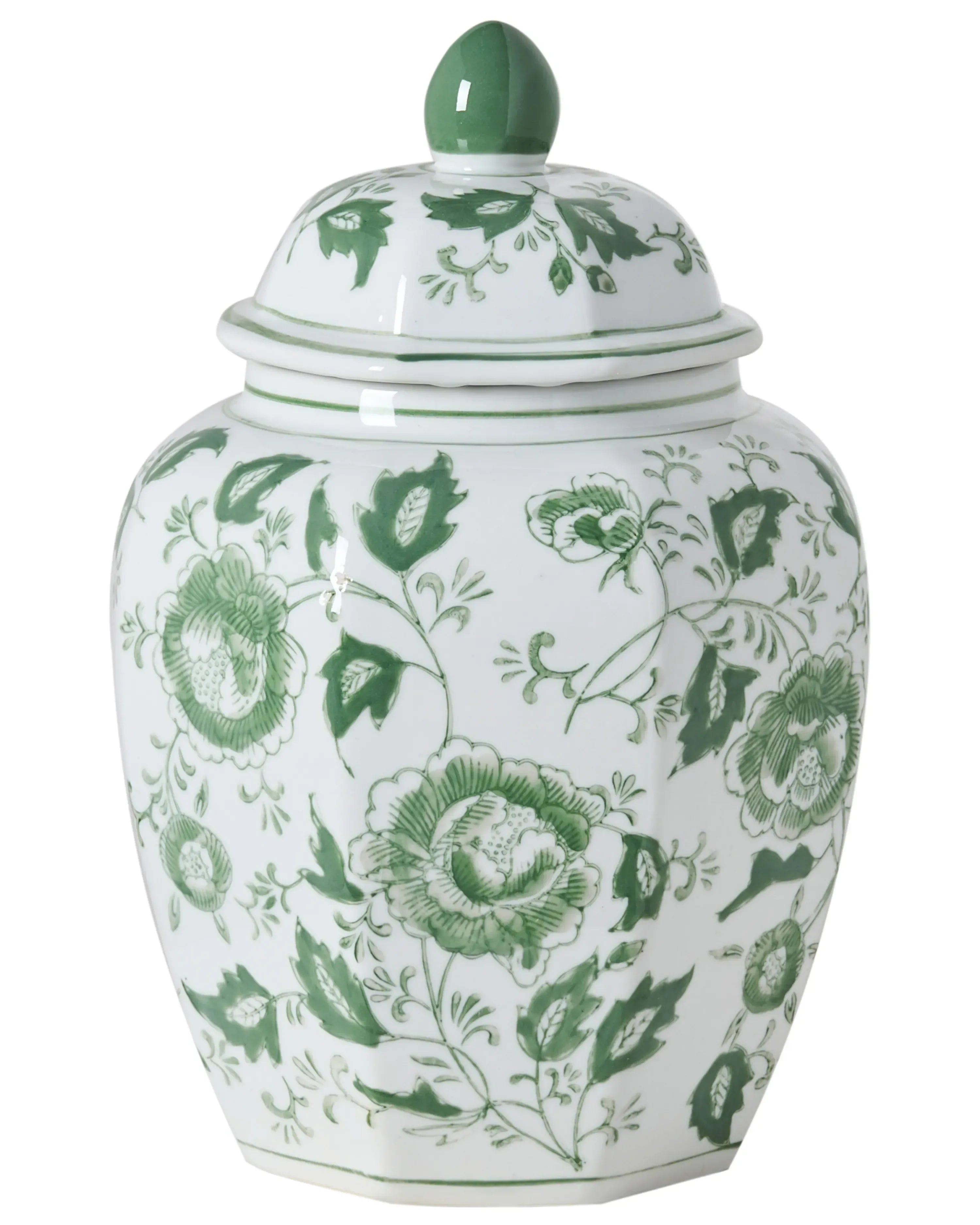 Vaso con coperchio FERROL Porcellana 29 cm Bianco/Verde
