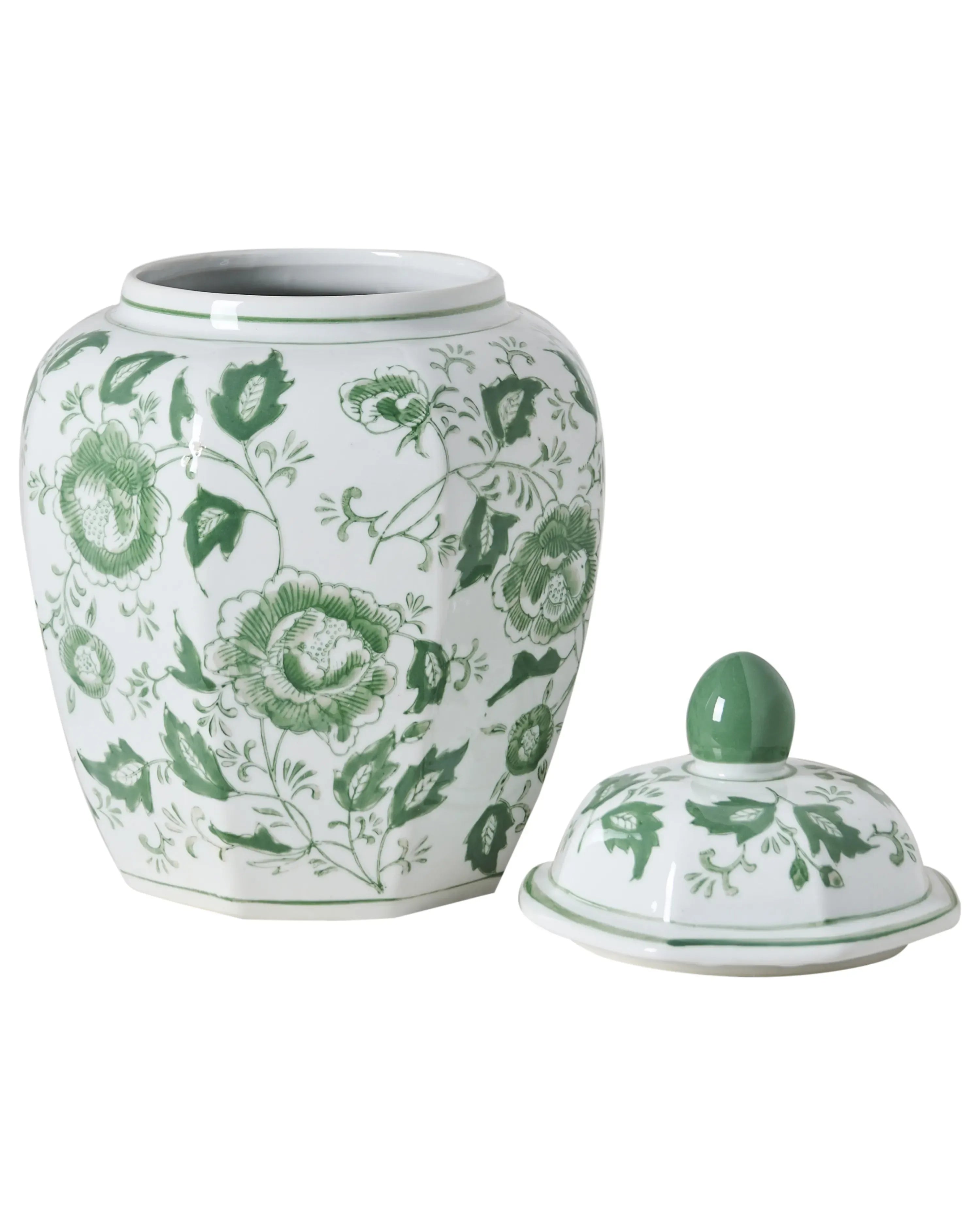 Vaso con coperchio FERROL Porcellana 29 cm Bianco/Verde